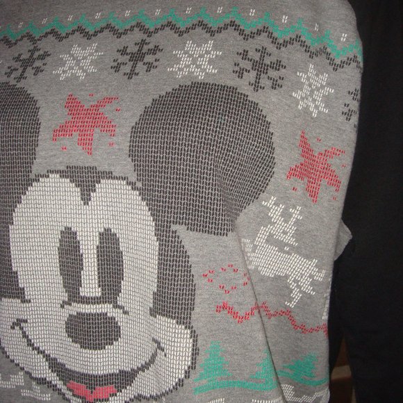 Disney Black and Gray Christmas Holiday Mickey Mouse Sweatshirt - Picture 2 of 7